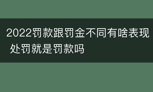 2022罚款跟罚金不同有啥表现 处罚就是罚款吗