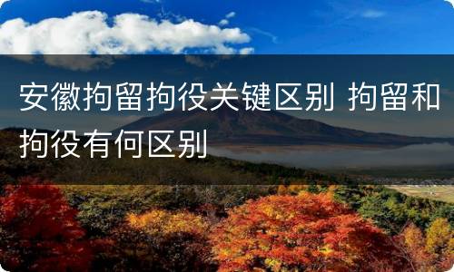 安徽拘留拘役关键区别 拘留和拘役有何区别
