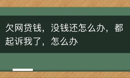 欠网贷钱，没钱还怎么办，都起诉我了，怎么办