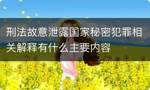 刑法故意泄露国家秘密犯罪相关解释有什么主要内容
