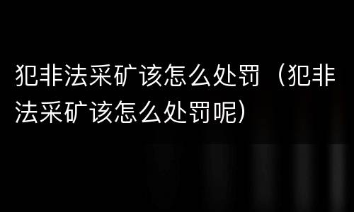 犯非法采矿该怎么处罚（犯非法采矿该怎么处罚呢）