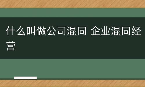 什么叫做公司混同 企业混同经营
