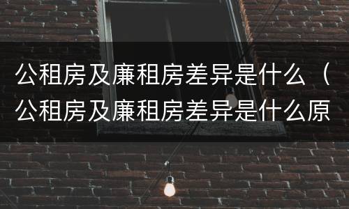 公租房及廉租房差异是什么（公租房及廉租房差异是什么原因）