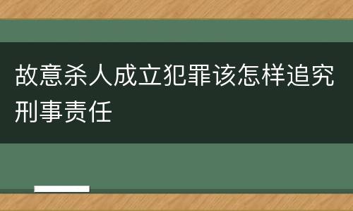 故意杀人成立犯罪该怎样追究刑事责任