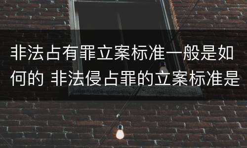 非法占有罪立案标准一般是如何的 非法侵占罪的立案标准是多少