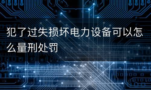 犯了过失损坏电力设备可以怎么量刑处罚