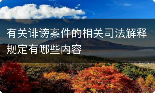 有关诽谤案件的相关司法解释规定有哪些内容