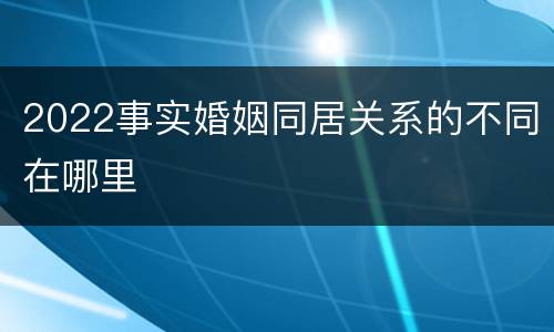 2022事实婚姻同居关系的不同在哪里