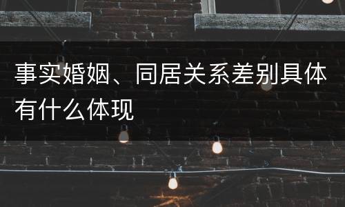 事实婚姻、同居关系差别具体有什么体现