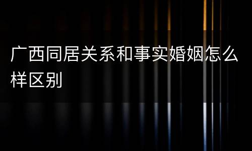 广西同居关系和事实婚姻怎么样区别