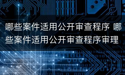 哪些案件适用公开审查程序 哪些案件适用公开审查程序审理