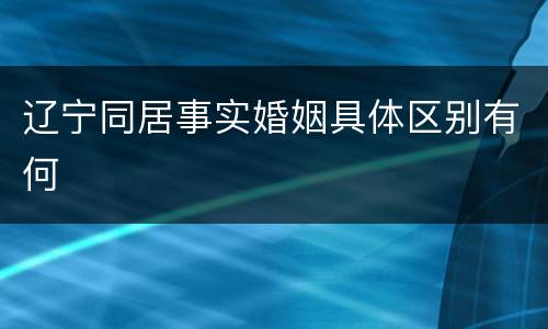 辽宁同居事实婚姻具体区别有何