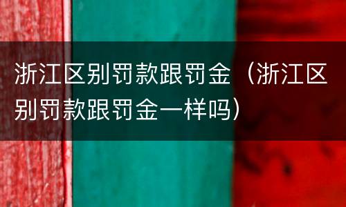 浙江区别罚款跟罚金（浙江区别罚款跟罚金一样吗）