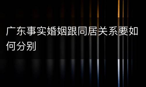 广东事实婚姻跟同居关系要如何分别