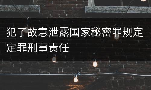 犯了故意泄露国家秘密罪规定定罪刑事责任