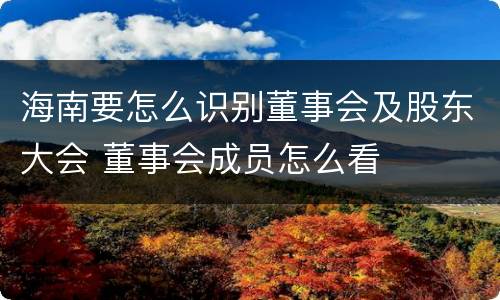 海南要怎么识别董事会及股东大会 董事会成员怎么看