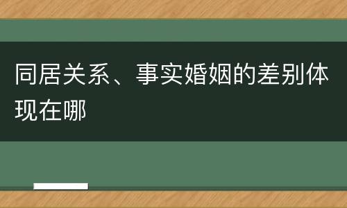 同居关系、事实婚姻的差别体现在哪