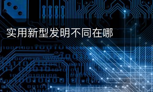 实用新型发明不同在哪