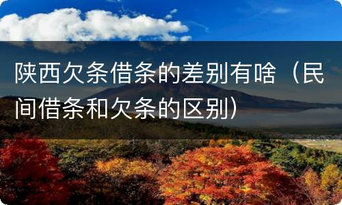 陕西欠条借条的差别有啥（民间借条和欠条的区别）