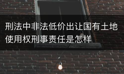 刑法中非法低价出让国有土地使用权刑事责任是怎样