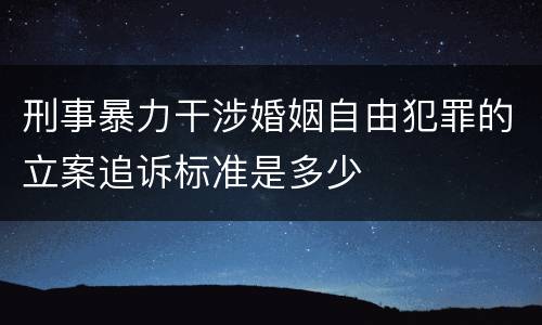 刑事暴力干涉婚姻自由犯罪的立案追诉标准是多少