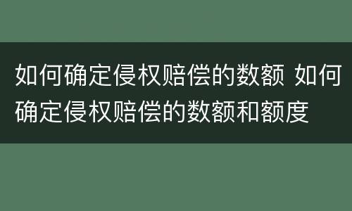 如何确定侵权赔偿的数额 如何确定侵权赔偿的数额和额度
