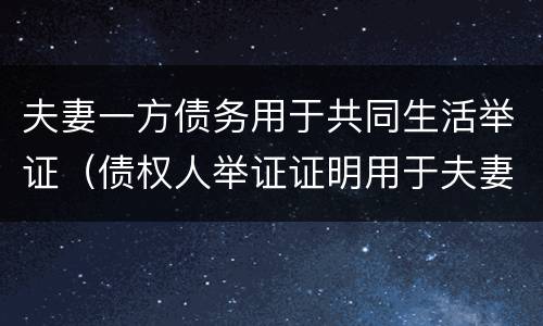 夫妻一方债务用于共同生活举证（债权人举证证明用于夫妻共同生活）