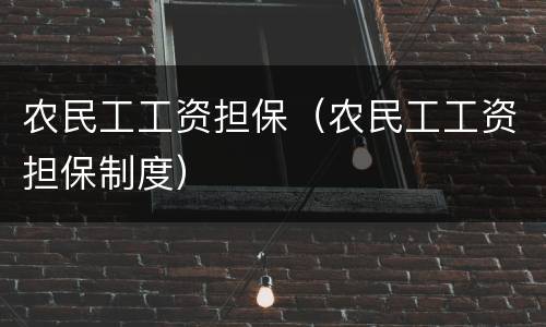 农民工工资担保（农民工工资担保制度）