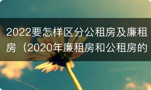 2022要怎样区分公租房及廉租房（2020年廉租房和公租房的区别）