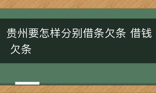贵州要怎样分别借条欠条 借钱 欠条