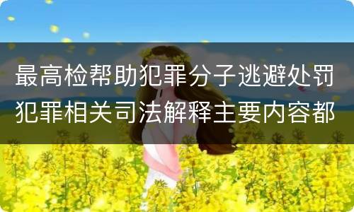 最高检帮助犯罪分子逃避处罚犯罪相关司法解释主要内容都有哪些