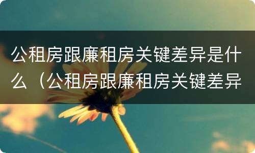 公租房跟廉租房关键差异是什么（公租房跟廉租房关键差异是什么原因）