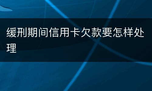 缓刑期间信用卡欠款要怎样处理