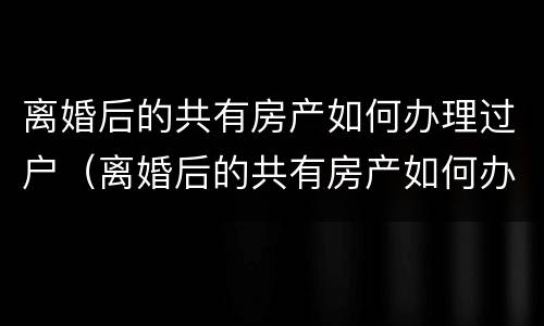 离婚后的共有房产如何办理过户（离婚后的共有房产如何办理过户手续）