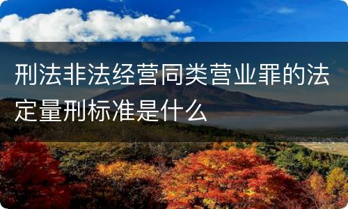 刑法非法经营同类营业罪的法定量刑标准是什么