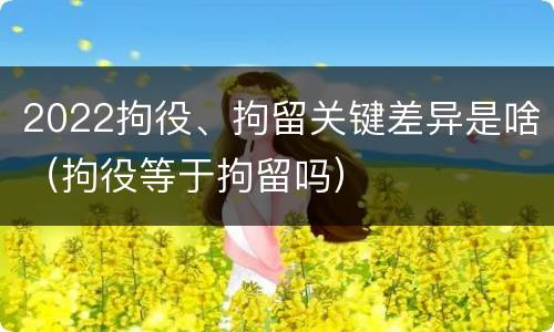 2022拘役、拘留关键差异是啥（拘役等于拘留吗）