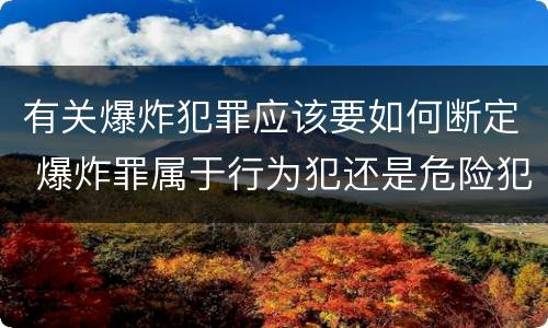 有关爆炸犯罪应该要如何断定 爆炸罪属于行为犯还是危险犯