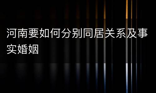 河南要如何分别同居关系及事实婚姻