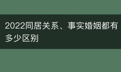 2022同居关系、事实婚姻都有多少区别