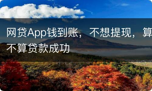 网贷App钱到账，不想提现，算不算贷款成功