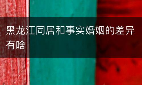 黑龙江同居和事实婚姻的差异有啥