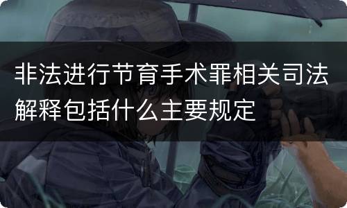 非法进行节育手术罪相关司法解释包括什么主要规定