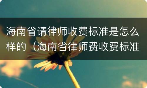 海南省请律师收费标准是怎么样的（海南省律师费收费标准）