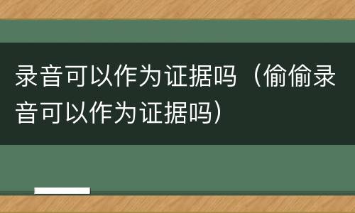 录音可以作为证据吗（偷偷录音可以作为证据吗）