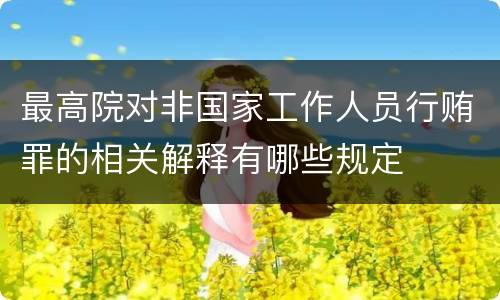 最高院对非国家工作人员行贿罪的相关解释有哪些规定