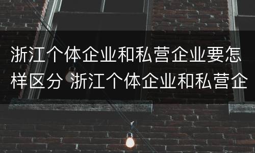 浙江个体企业和私营企业要怎样区分 浙江个体企业和私营企业要怎样区分出来