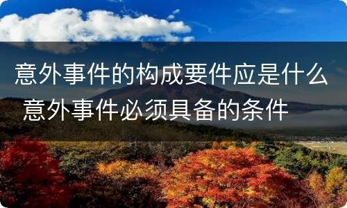 意外事件的构成要件应是什么 意外事件必须具备的条件
