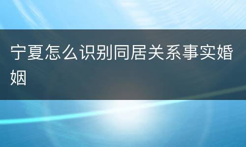 宁夏怎么识别同居关系事实婚姻