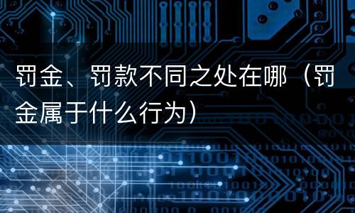 罚金、罚款不同之处在哪（罚金属于什么行为）