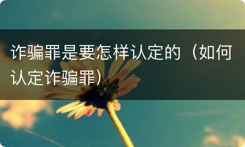 诈骗罪是要怎样认定的（如何认定诈骗罪）